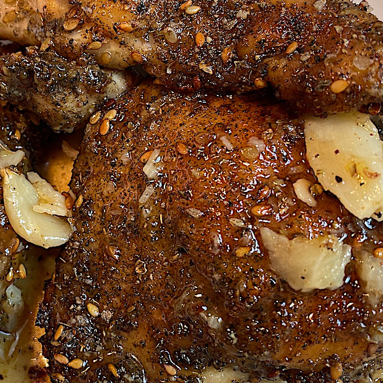 ZA'ATAR CHICKEN + LEMON GARLIC SAUCE