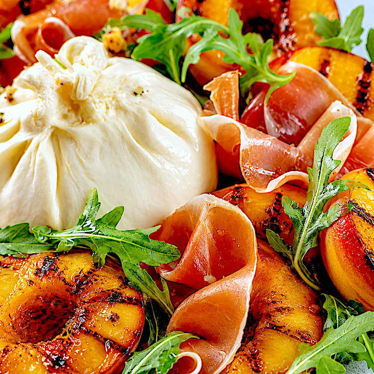 PEACH BURRATA PROSCIUTTO ARUGULA