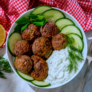 LAMB MEATBALLS + LEMONY TZATZIKI
